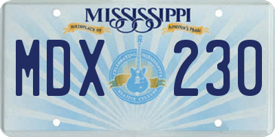 MS license plate MDX230