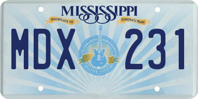 MS license plate MDX231