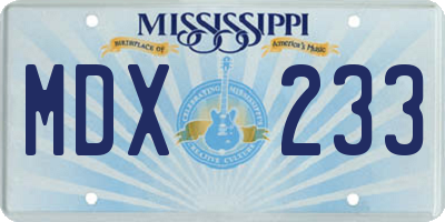 MS license plate MDX233