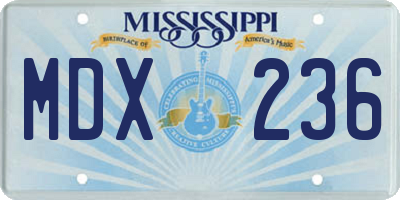 MS license plate MDX236
