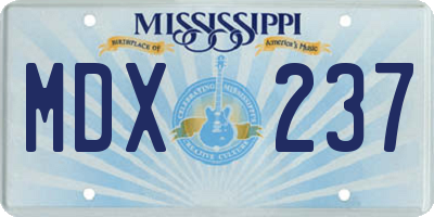 MS license plate MDX237