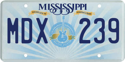 MS license plate MDX239