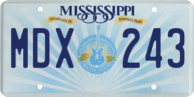 MS license plate MDX243