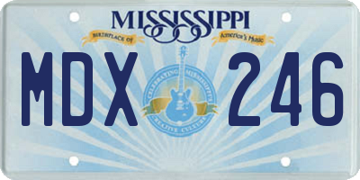 MS license plate MDX246