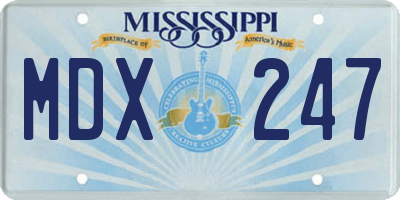 MS license plate MDX247