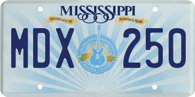 MS license plate MDX250