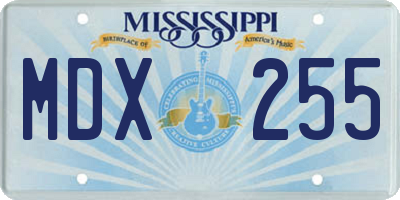 MS license plate MDX255