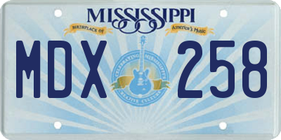 MS license plate MDX258