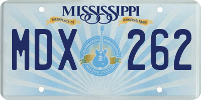 MS license plate MDX262