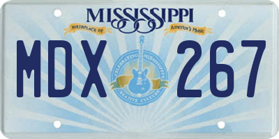 MS license plate MDX267