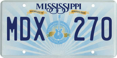 MS license plate MDX270