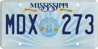 MS license plate MDX273
