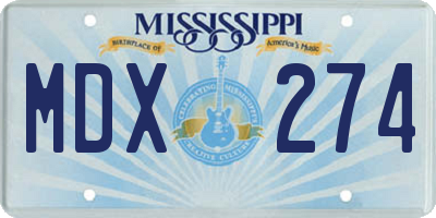 MS license plate MDX274