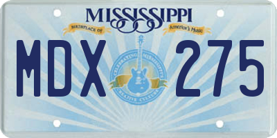 MS license plate MDX275
