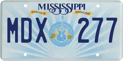 MS license plate MDX277