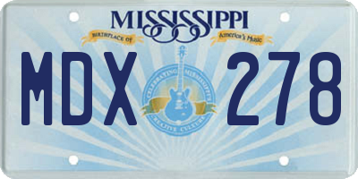 MS license plate MDX278