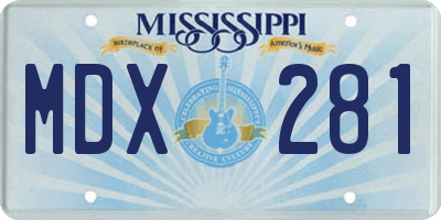 MS license plate MDX281