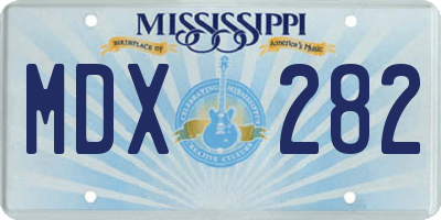 MS license plate MDX282