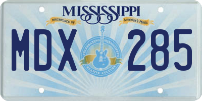 MS license plate MDX285