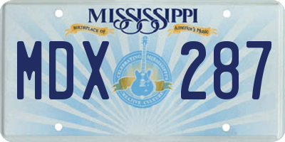 MS license plate MDX287