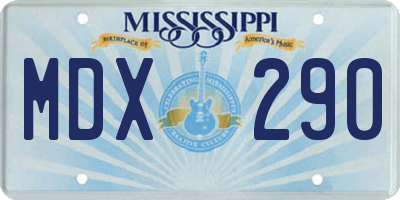 MS license plate MDX290