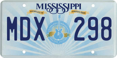 MS license plate MDX298
