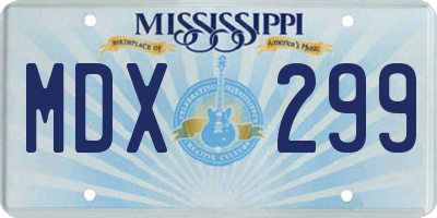 MS license plate MDX299