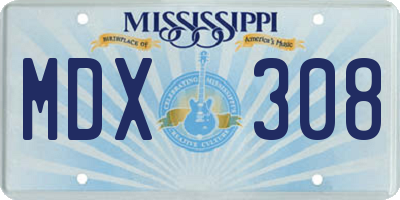 MS license plate MDX308