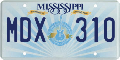 MS license plate MDX310