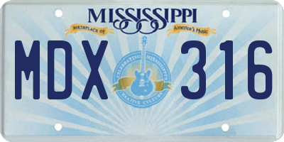 MS license plate MDX316