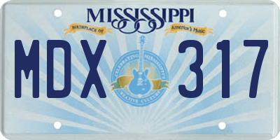 MS license plate MDX317