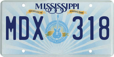 MS license plate MDX318