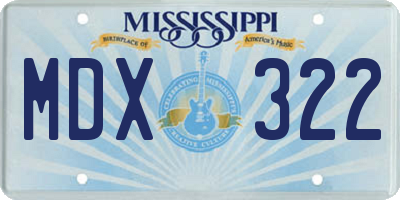 MS license plate MDX322