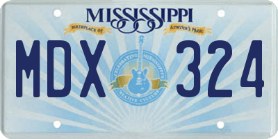 MS license plate MDX324