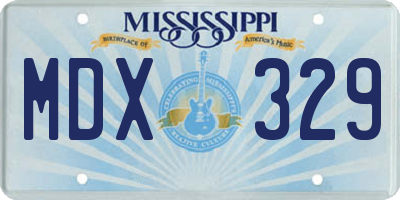 MS license plate MDX329