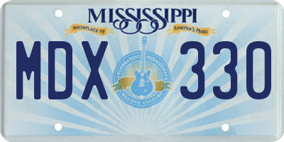 MS license plate MDX330