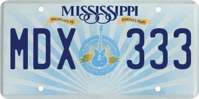 MS license plate MDX333