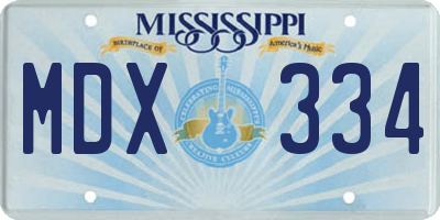 MS license plate MDX334
