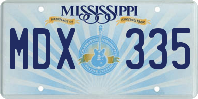 MS license plate MDX335
