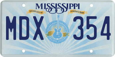 MS license plate MDX354