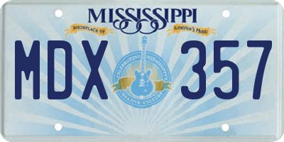 MS license plate MDX357