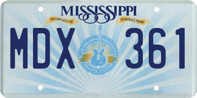 MS license plate MDX361