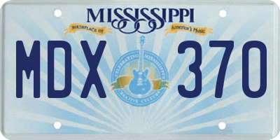MS license plate MDX370