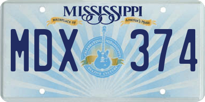 MS license plate MDX374