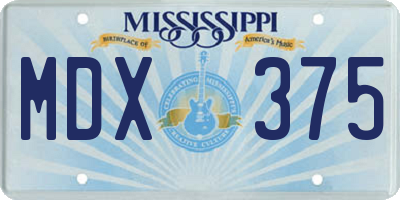 MS license plate MDX375