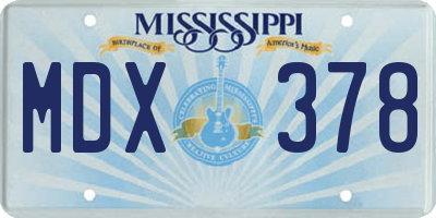 MS license plate MDX378