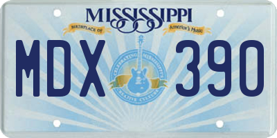MS license plate MDX390