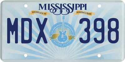 MS license plate MDX398