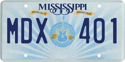 MS license plate MDX401