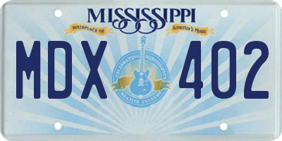 MS license plate MDX402